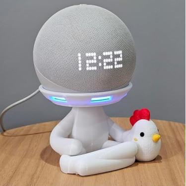 Imagem de Suporte Alexa Echo Dot 4 e Echo Dot 5. Tema Robert Franguinho entre outros - Presente, decoração criativa, música, som, stand de mesa Amazon