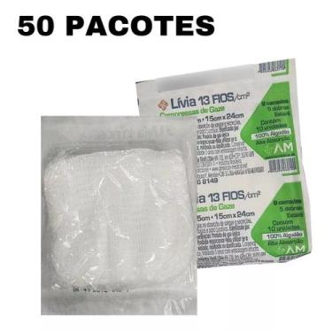 Imagem de Compressa De Gaze Estéril Caixa Com 50 Pacotes Atacado 7,5x7,5cm - Env