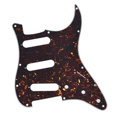 Imagem de KAISH Protetor de palheta SSS estilo ST/Strat de 11 furos para Stratocaster/Strat feito nos EUA/México Tartaruga escura