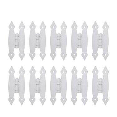 Imagem de Pastlla 10 dobradiças de armário dobradiças antigas H dobradiças planas de aço laminado a frio dobradiças decorativas ferragens para armário armário caixa de joias porta branca 3,5 polegadas