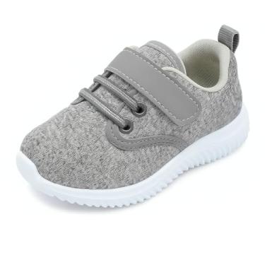 Imagem de Bless Children Tênis infantil – Sapatos descalços largos para meninos e meninas, malha respirável, leve, antiderrapante para caminhada e corrida, Cinza 1901, 18