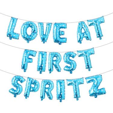 Imagem de Faixa balão Love at First Spritz - Decorações de chá de panela Aperol Spritz para ela, decorações de festa de casamento de despedida de solteira (LOVE AT FIRST SPRITZ Blue Star)