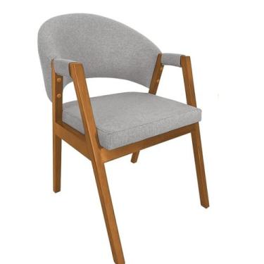 Imagem de Cadeira de Jantar Hellen Base em Madeira Cerejeira Linho - Ultrasoft, 