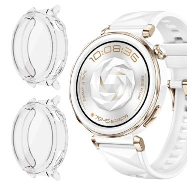 Imagem de HAOZHI 2Peças Película Protetora Compatível com Huawei Watch GT 5 Pro 42mm,Capa Capinha Bumper Case para Huawei Watch GT5 Pro 42mm Protetor de Tela (Transparente+Transparente)
