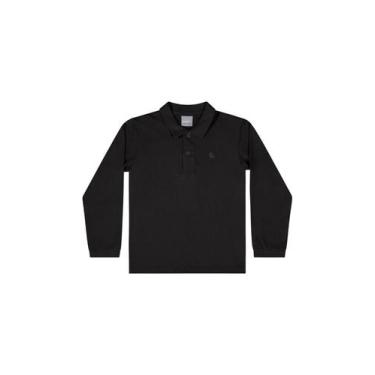 Imagem de Camisa Polo Manga Longa Básica para Menino Quimby, Preto, 8
