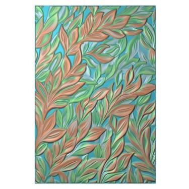Imagem de BAOFALI Pasta de gravação em relevo 3D para fazer cartões, folhas exuberantes, textura de plástico transparente, modelo de pasta de gravação para scrapbooking, álbum de cartolina, faça você mesmo,