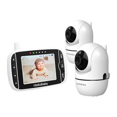Imagem de Babá Eletrônica Hb65-2 Monitor Bebê Tela Ips 3.2 pol. Branco, Zoom 2x, Visão Noturna, Canção Ninar, Áudio Bidirecional, PTZ 355°/120°, Alcance até 300 Metros, Portátil para Berçário