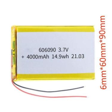 Imagem de Bateria 3,7v 4000mah 6mm X 60mm X 90mm Com 2 Fios 606090 - bgb