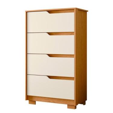 Imagem de Cômoda Quarto Sole com 4 Gavetas e Pés - ALBATROZ MOVEIS, Cinamomo/Off
