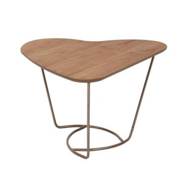 Imagem de Mesa Centro Bela Coração Madeira Amêndoa Estrutura Ferro Cobre 59cm - 