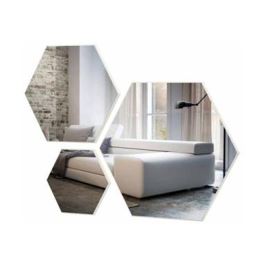 Imagem de Conjunto de 3 Espelhos Hexágonos Logus cor Off White - 64735 - Sun Hou