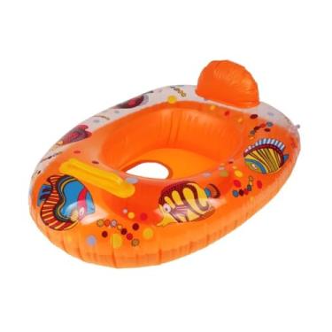 Imagem de Boia Infantil Inflável com Assento Modelo Fralda para Piscina e Praia Comprimento 55 cm (Laranja)