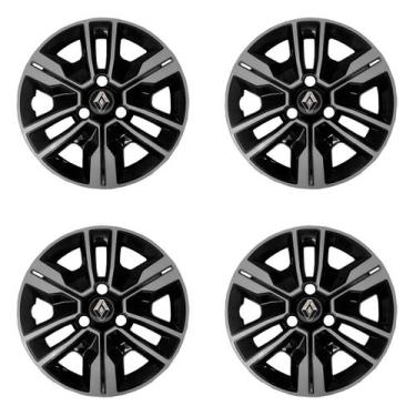 Imagem de Jogo calota 880ar aro 14 preto prata kwid outsider 2023 ap - Garagem O