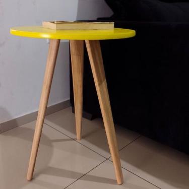 Imagem de Mesinha de Canto Centro Decoração Redonda MDF Retrô - KISSMÓVEIS, Amar