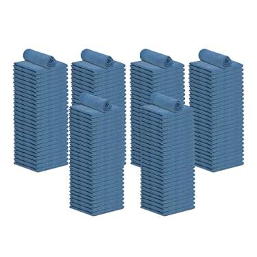 Imagem de Shop Towel Blue Pacote a granel de 39,5 cm x 35,5 cm 100% algodão de grau comercial Terry Weave toalhas de limpeza universais de pano mecânicos de barra de grau industrial esfregões ou panos de limpeza perfeitos para garagem automotiva