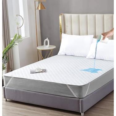 Imagem de Qatan Protetor de colchão de tamanho completo – almofada de colchão impermeável para incontinência – capa macia, respirável e lavável com fortes tiras elásticas nos cantos – cabe até 40 cm de