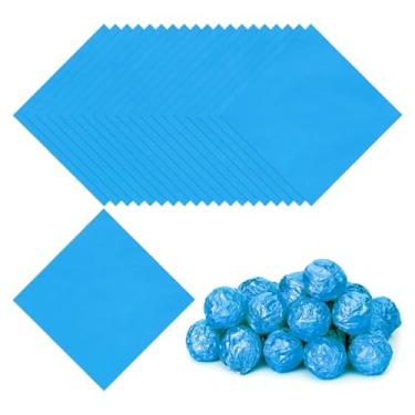 Imagem de PATIKIL Embalagens de doces de 7 x 7 cm, 200 peças de papel de embrulho de chocolate para decoração de doces caseiros de caramelo faça você mesmo, embalagem de bolo de chocolate, azul