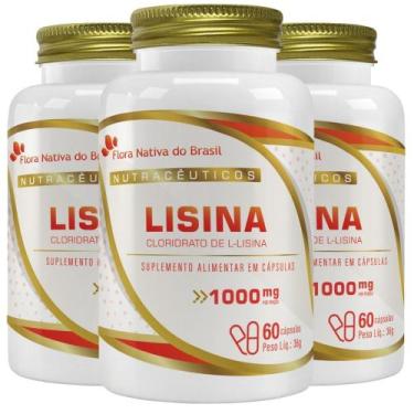 Imagem de KIT 3X Lisina 1000mg 60 cápsulas - Flora Nativa - Flora Nativa do Bras