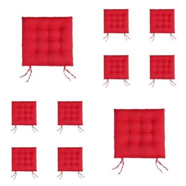 Imagem de Kit Com 10 Almofadas Para Cadeiras Assento Futon De Cadeira 40x40 Cm(Vermelho)