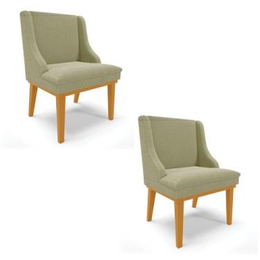 Imagem de Cadeira Sala de Jantar Base Madeira Castanho kit 2 Liz Bouclê Pistache