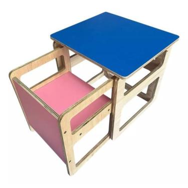 Imagem de Kit Mesa E Cadeira Montessoriano Infantil Cubo CM2020 - Color Mobile