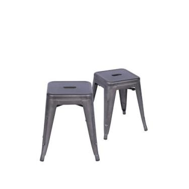 Imagem de Kit 02 Banquetas Boxbit Titan Tolix Baixa em Aço Pintura Epoxi Bronze,