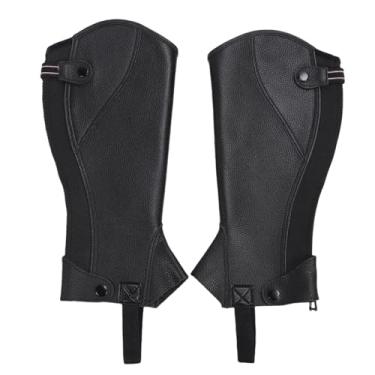 Imagem de Zerodis Equitação Metade Chap,1 par Elegante Confortável Couro de Vaca Zip Up Unisex Equestre Meia Chap Equitação Meia Calça Perna Equestre Engrenagem Protetora para Adulto