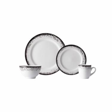 Imagem de Serviço de 16 peças com Bowl e Caneca em Porcelana, Decoração Névoa Preto, Porcelana Schmidt