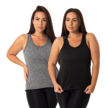 Imagem de Kit 2 Regata Esportiva Fitness Feminina Academia Esportiva Furadinha-Feminino