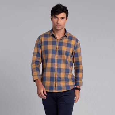 Imagem de Camisa Manga Longa Masculina Xadrez Docthos Slim Algodão-Masculino