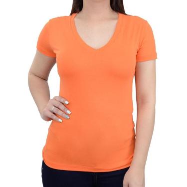Imagem de Camiseta Feminina Hirlogs Decote V Laranja  - 2705-Feminino