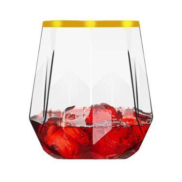 Imagem de Copos de vinho Lueumxc Diamond 350 ml de plástico, pacote com 40 unidades transparentes
