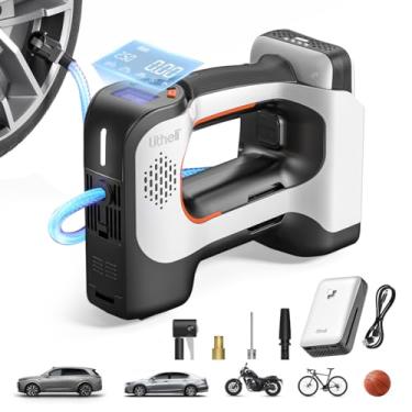 Imagem de Litheli Compressor de ar sem fio, compressor de ar portátil de 20 V, bomba de pneu sem fio para carro, bicicleta, bola esportiva, inflador de pneu de bateria, 3 adaptadores de bocal, 150 psi, com