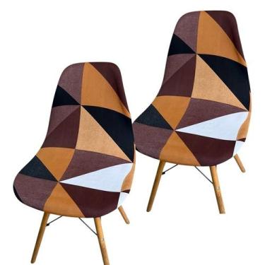 Imagem de Kit 2 Capa de Cadeira Charles Eames Eiffel Pé Palito Malha Estampada -