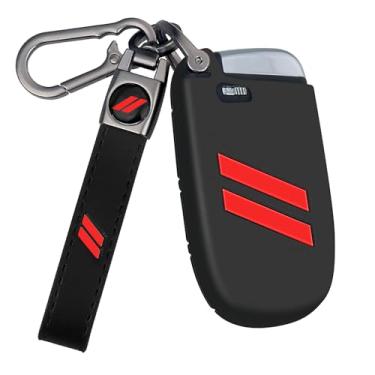 Imagem de Mild East Capa para Dodge Key Fob com chaveiro de barra dupla, capa de chave de carro compatível com Dodge Charger Challenger Cherokee Dart Durango Trailhawk Grand RAM Renegade Journey, 5 botões