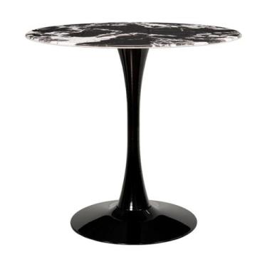 Imagem de Mesa Saarinen Tulipa Redonda Mármore Artificial 80Cm Preto - Waw Desig