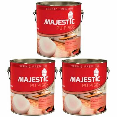 Imagem de Kit 3 Verniz Piso De Madeira Majestic 3,6l Pu Incolor Acetinado Renner