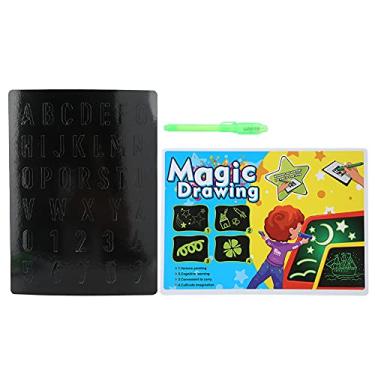 Imagem de Prancheta de desenho fluorescente infantil desenhada com luz, amarelo inglês A3, quadro de luz noturna reutilizável, bloco de arte criativa para crianças acima de 3 anos (amarelo inglês A4)