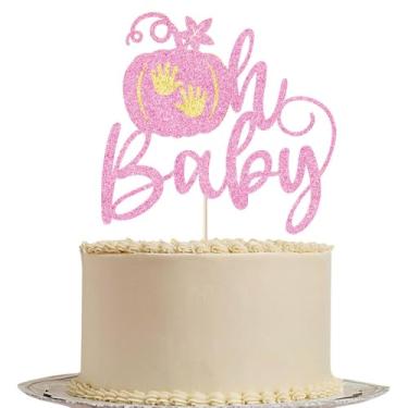 Imagem de Topo de bolo feliz dia de ação de graças, chá de bebê de abóbora/colheita de outono/bordo/decoração de festa tema de ação de graças suprimentos (Oh baby-3)