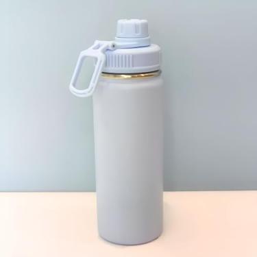 Imagem de Garrafa Térmica de Aço Inox, 780ml, Branca, com Alça e Tampa Rosqueável