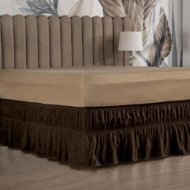 Imagem de Saia Box Cama King com 2 Elásticos Ajustável Babado 1 Peça - Ametista 