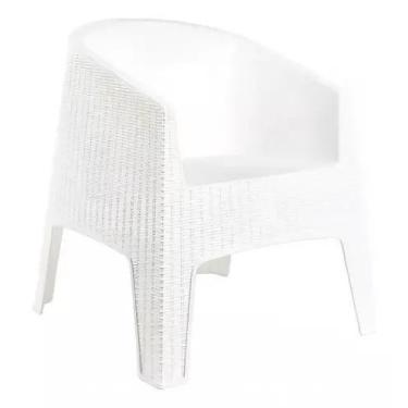 Imagem de Poltrona de Fibra Sintética Ibiza Cor Branca Piscina Jardim Interior E
