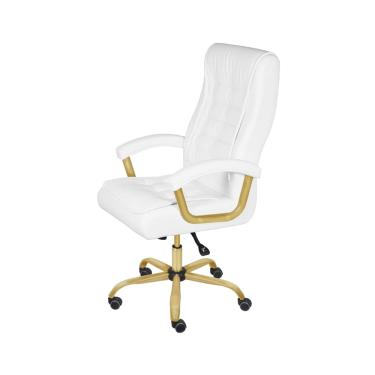Imagem de Cadeira Escritorio Oslo - Branca | Dourado Matte