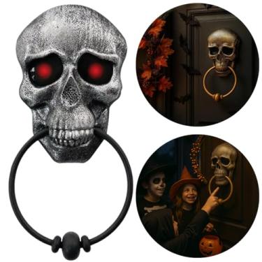 Imagem de Campainha Decorativa de Halloween Com Caveira, Luz LED Vermelha e Som