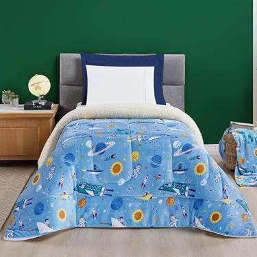 Imagem de Cobertor Gamer SOLTEIRO INFANTIL dupla face sherpa manta Coberdrom grosso estampado (Astronauta)
