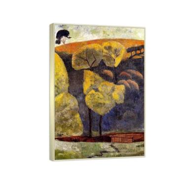 Imagem de RYLJCZ Reprodução de pinturas a óleo Paul Sérusier - Vale Azul - Impressão de arte de paisagem vintage - Arte de parede em tela para decorações de casa e escritório 80 x 120 cm (31,5 x 47,3 pol