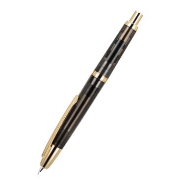 Imagem de Caneta-tinteiro retrátil Jinhao 20, ponta fina com conversor de resina, caneta de presente, preta transparente com clipe dourado