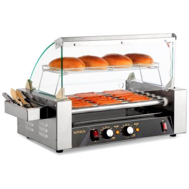 Imagem de Máquina de Salsicha Hot Dog Rovsun Grill para 18 Hot Dogs, 7 rolos, 1050W, controle de...