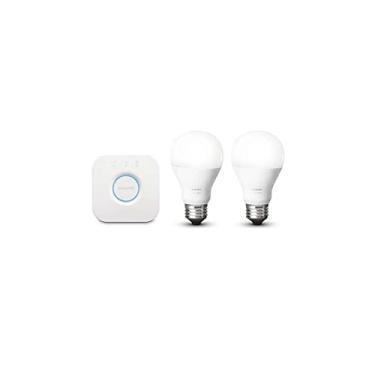 Imagem de Lâmpada LED - 60W / A19 / Branca - Philips Hue Starter (Kit c/ 2 lâmpadas A19 brancas + 1 Hub), Compatível com Alexa