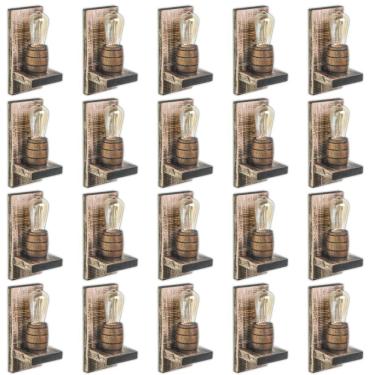 Imagem de Kit 20 Arandelas Barril Delenha Decor Madeira Maciça Rústico